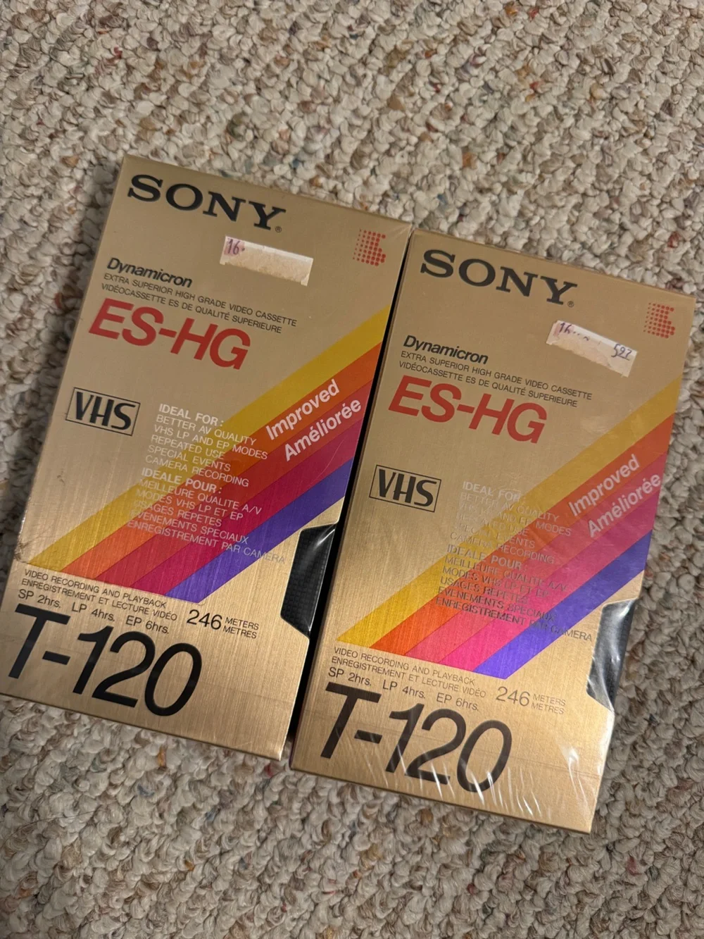 Sony ES-HG T-120 VHS Blank Tape Pair - 2 PACK SEALED